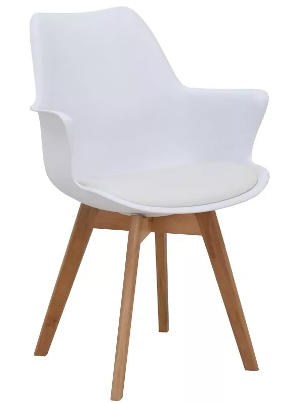 Teknik Skandi Dining Chair – White Wipe-Clean Chair with Beech Finish Legs