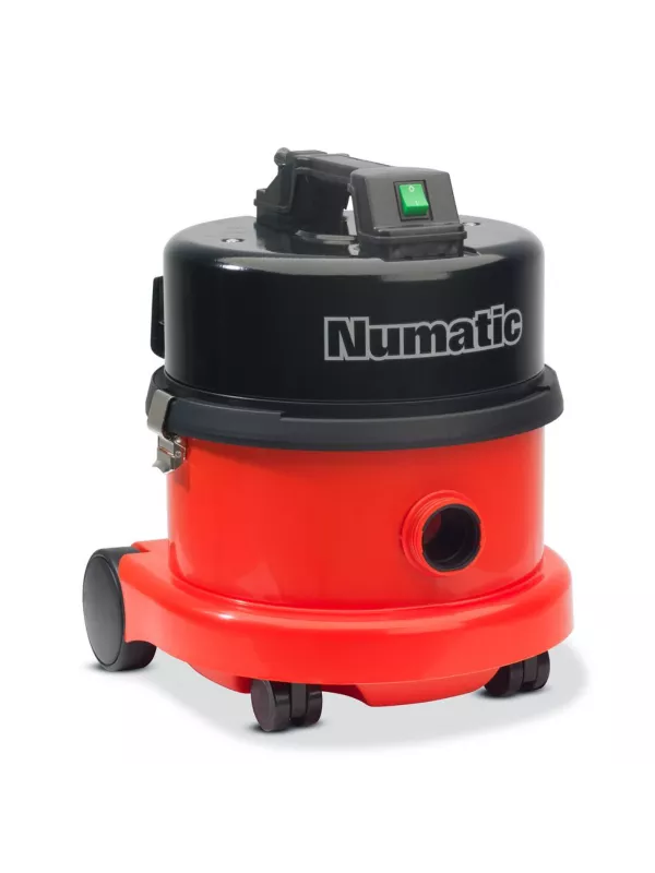 Numatic red vacuum cleaner with hose, wand and floorhead
