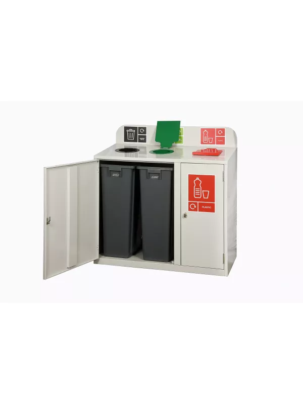 3 Bay Recycling Station 240L - Steel Recycling Bin