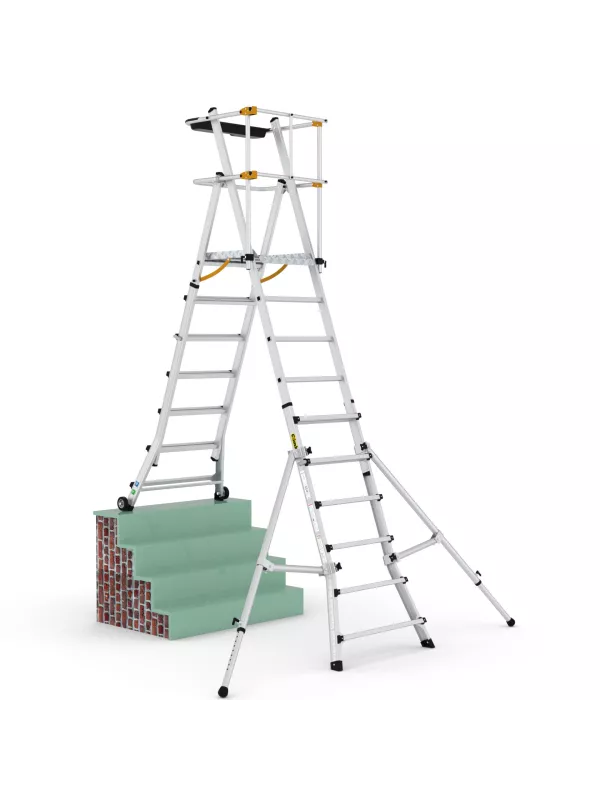 Climb-It Folding Telescopic Ladder - Large Platform Steps