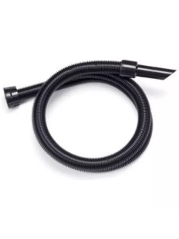 Coiled black vacuum hose with end connectors.