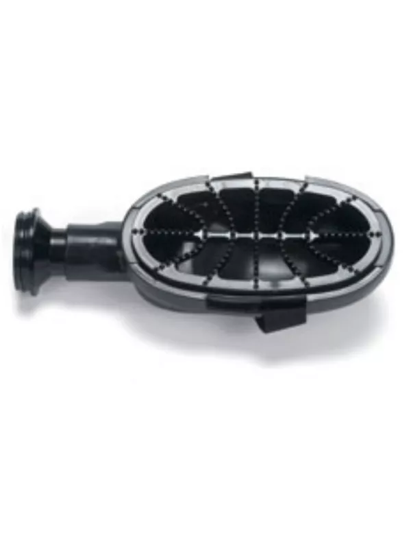 Oval black vacuum tool attachment with textured bristles.