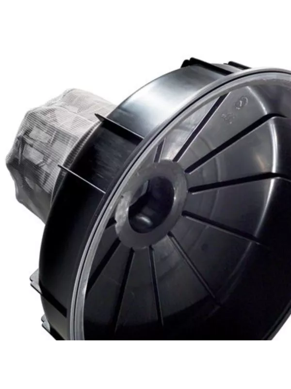 Close-up of the black motor housing underside on a Numatic vacuum cleaner.