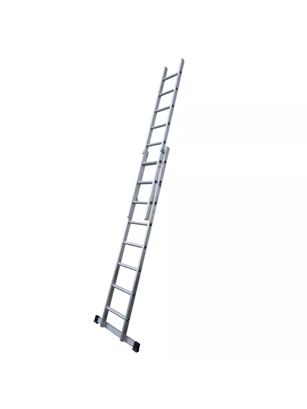 Lightweight aluminium extension ladder angled upright