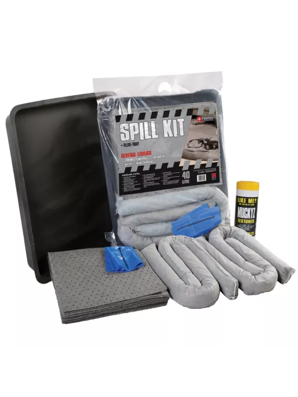 Fentex 40L General Purpose SpillKit in Clip-Close Plastic Bag + Flexible Tray