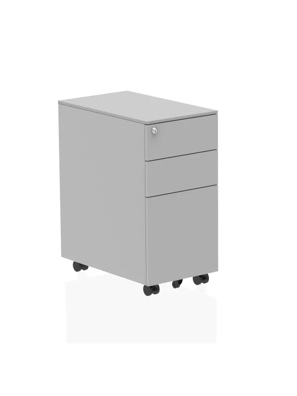 Slim Steel Mobile Pedestal - 3 Drawer Lockable Office Storage