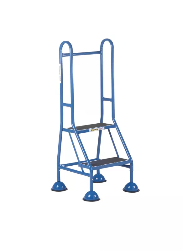 Three-step safety stool with extended handrail for support