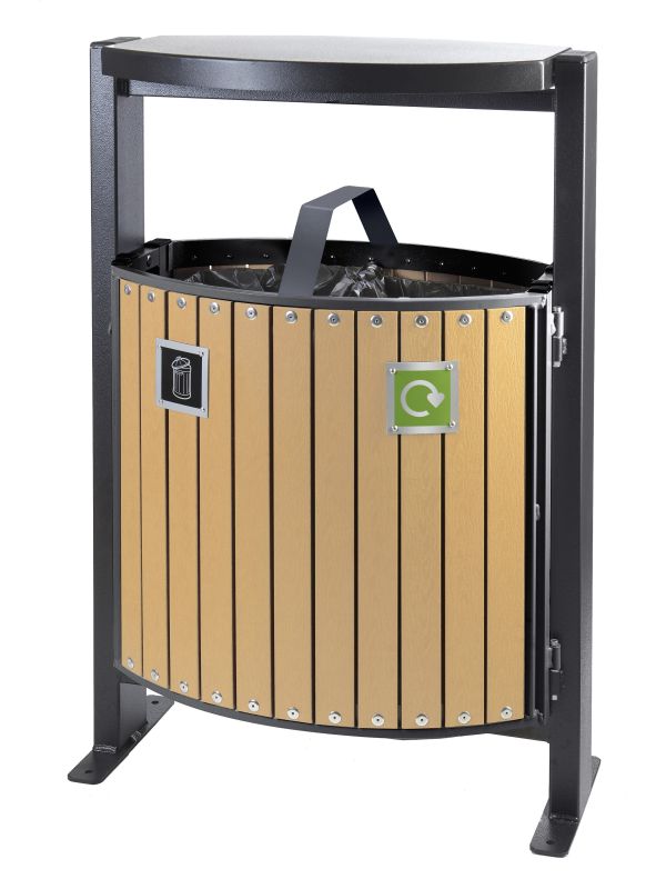 Plastic Wood Effect Bin - Two Compartments