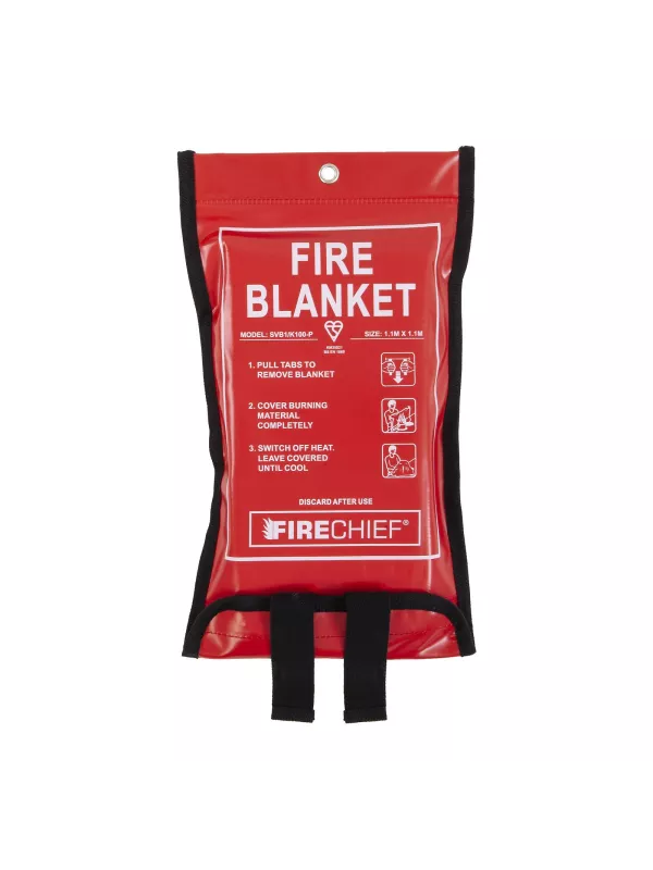 Firechief Soft Case Fire Blanket with K100 Silicone Coated Glass Fibre BS EN 1869:2019 Certified (Red PVC Case)