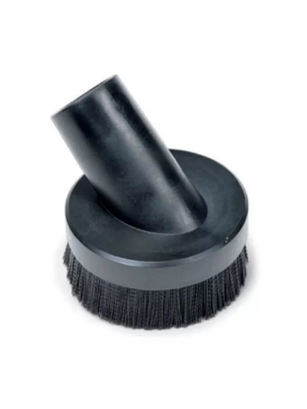 Large round vacuum dusting brush with wide bristle base.