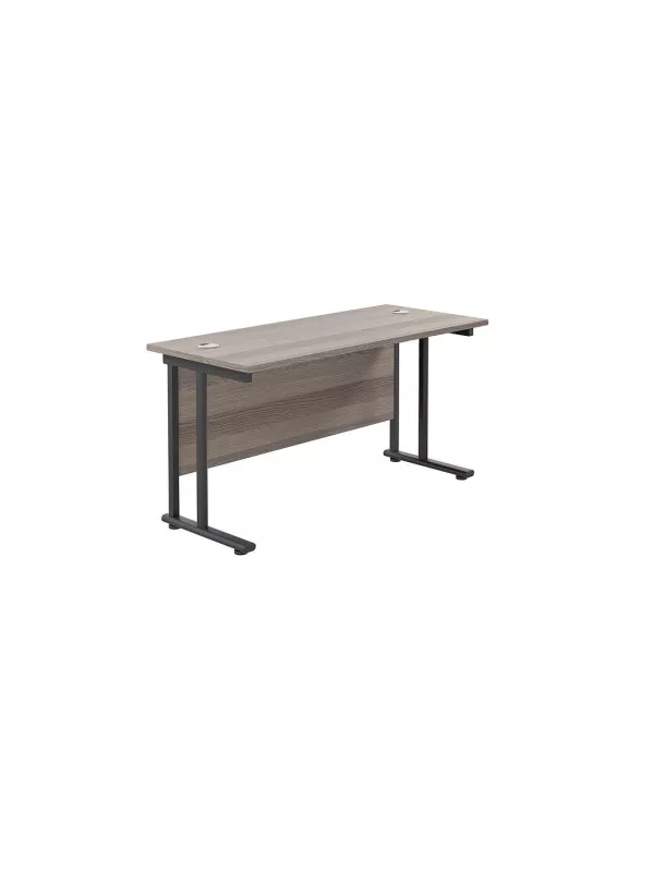 Twin Upright Office Desk - Grey Oak