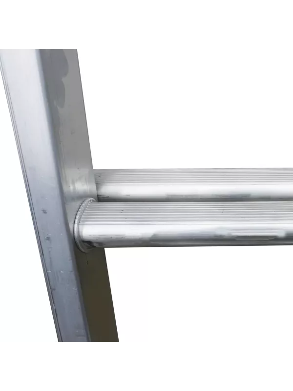 Close-up of aluminium ladder rungs and side rail