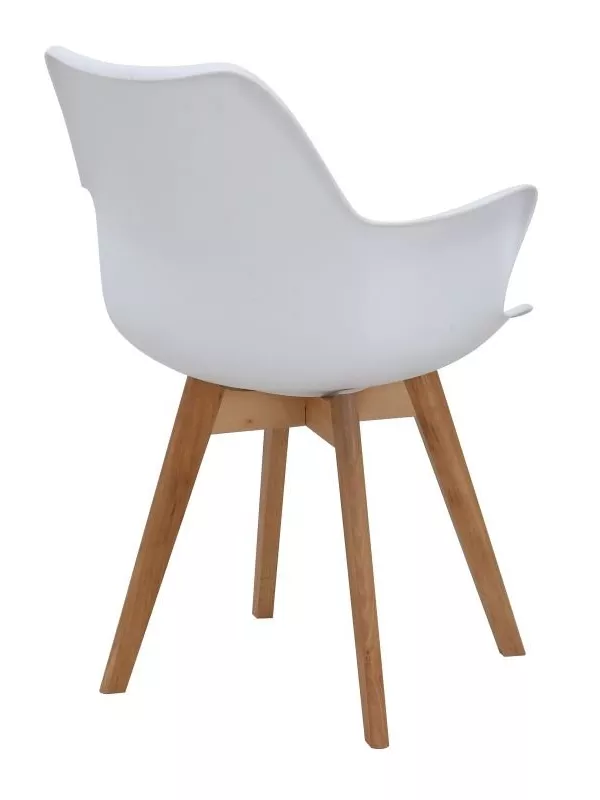 Teknik Skandi Dining Chair – White Wipe-Clean Chair with Beech Finish Legs