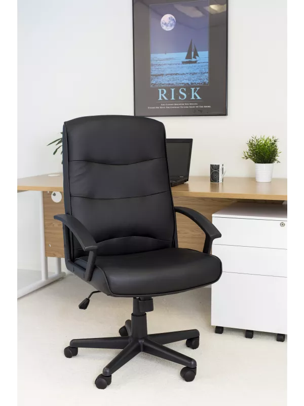 Canasta II Leather Look Chair - Black