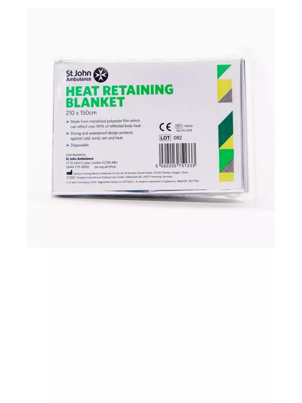 St. Johns Ambulance Disposable Heat Retaining Adult Foil Blanket (Pack of 10)