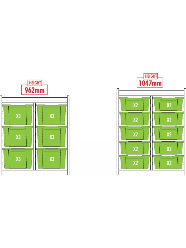 Willowbrook KubbyClass Double Bay Combination Tray Storage Units