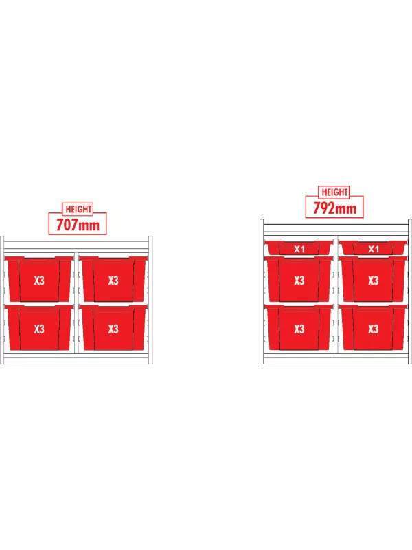Willowbrook KubbyClass Double Bay Combination Tray Storage Units