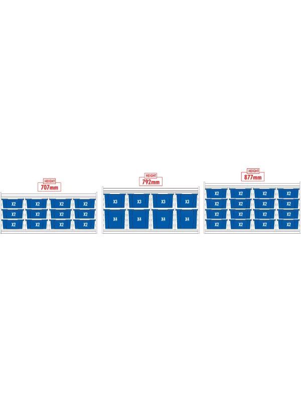 Willowbrook KubbyClass Quad Bay Combination Tray Storage Units