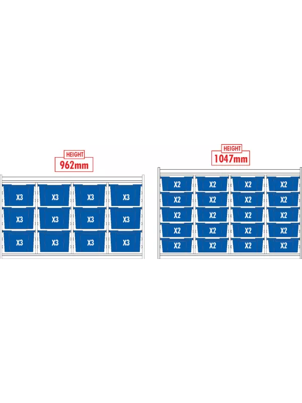 Willowbrook KubbyClass Quad Bay Combination Tray Storage Units
