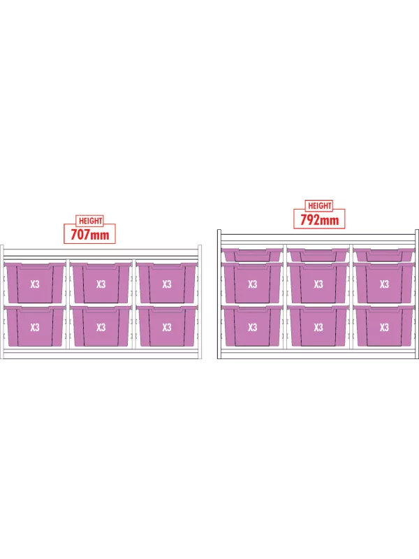 Willowbrook KubbyClass Triple Bay Combination Tray Storage Units