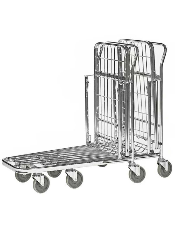 Stock Trolley with Folding Flat/Basket Top Shelf