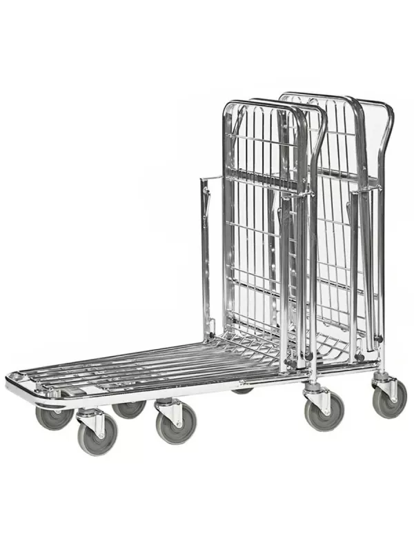 GPC Stock Trolley with Folding Flat/Basket Top Shelf