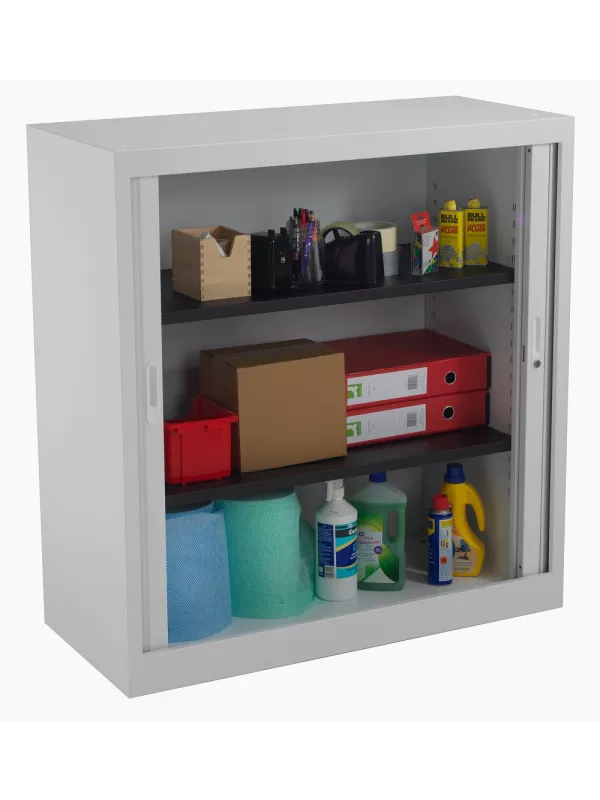 Open Tambour Steel Cupboard