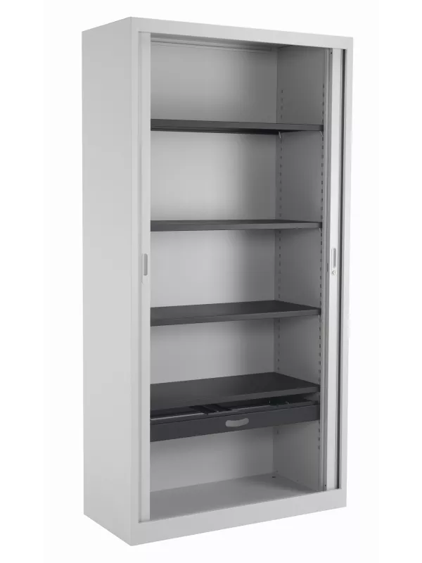 Open Tambour Steel Cupboard