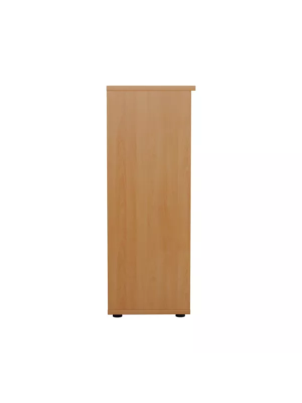 Slimline wooden bookcase with tall frame and multiple shelves for office or home storage.