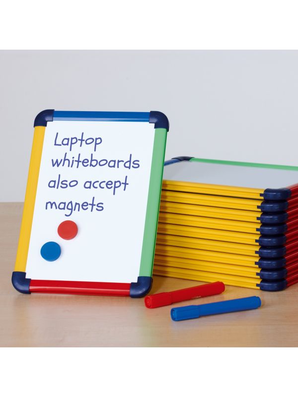 Hand Held Coloured Edge A4 Magnetic Whiteboard - Pack of 10