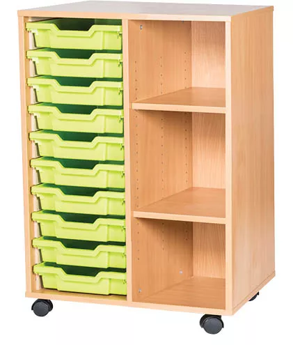 10 High 10 Tray Double Mobile Unit With Shelves
