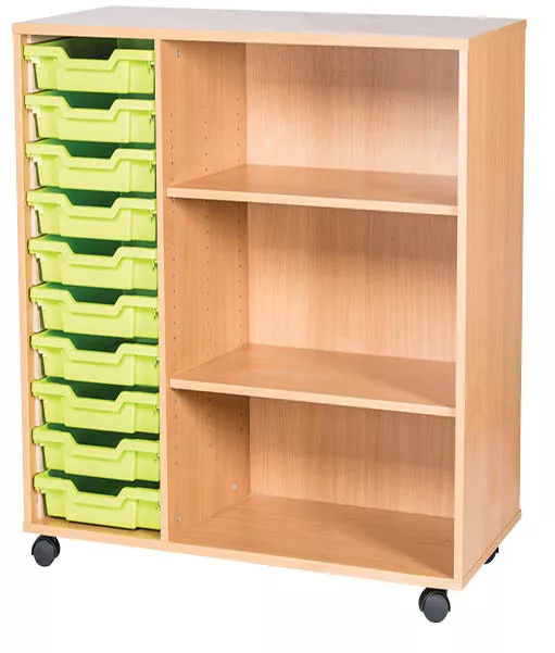 10 High 10 Tray Triple Mobile Unit With Shelves