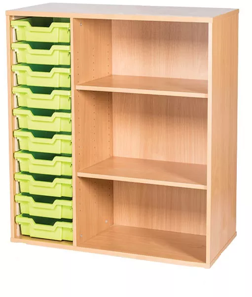 10 High 10 Tray Triple Static Unit With Shelves