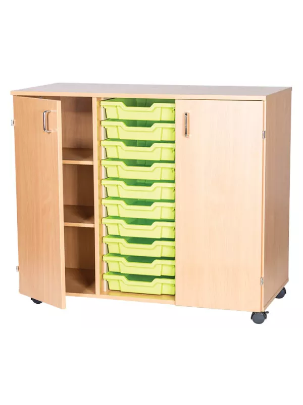10 High 10 Tray Triple Mobile Unit With Cupboards