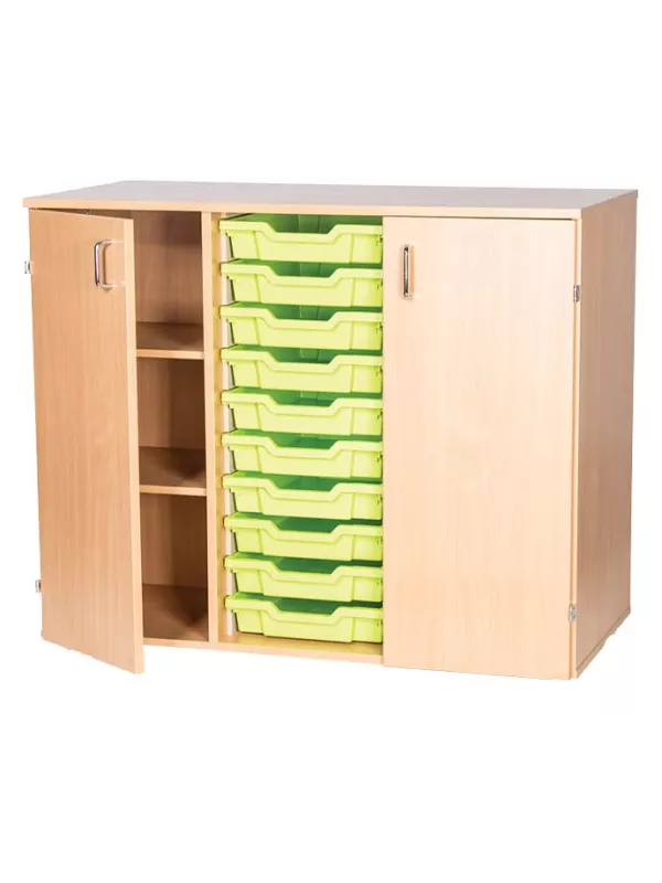 10 High 10 Tray Triple Static Unit With Cupboards