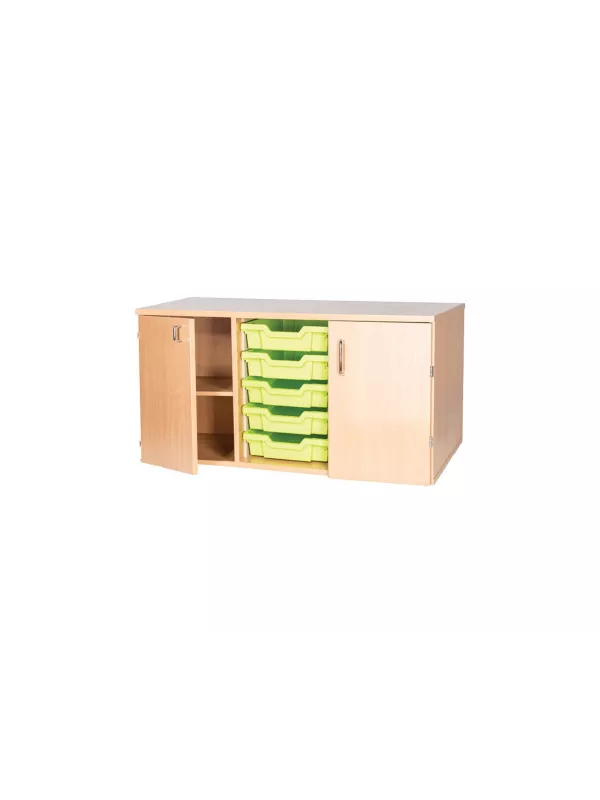 Willowbrook Static Triple Bay Tray Unit With Cupboard - 5 Trays - 533mm High