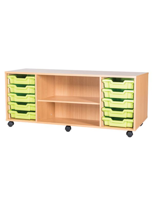 10 Shallow Tray Quad With Shelf Mobile Unit - 533mm High