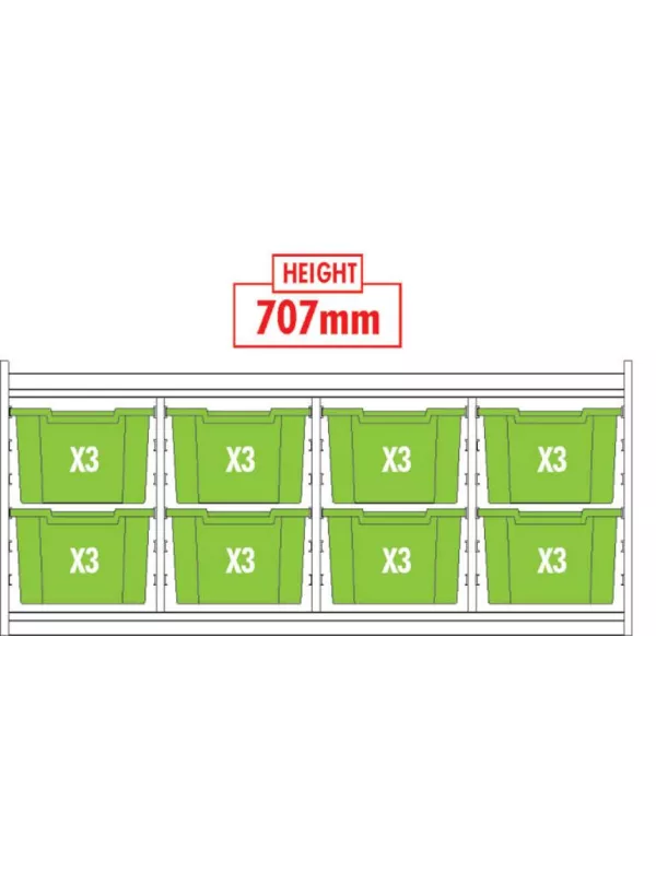 Willowbrook KubbyClass Quad Bay Combination Tray Storage Units