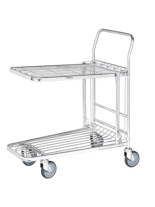 GPC Stock Trolley with Folding Flat/Basket Top Shelf