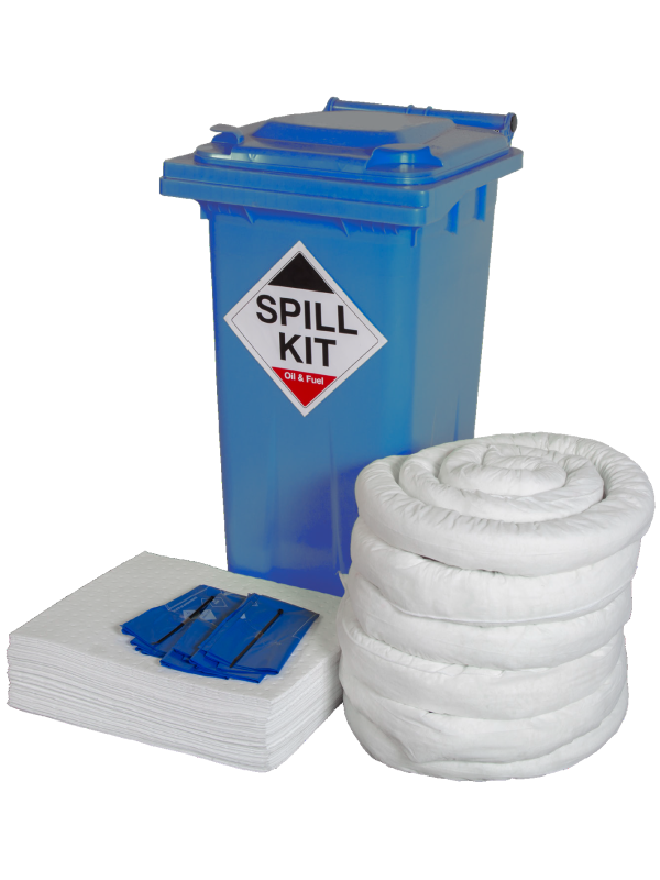 Oil & Fuel 120 Litre Spill Kit - Blue Wheelie Bin