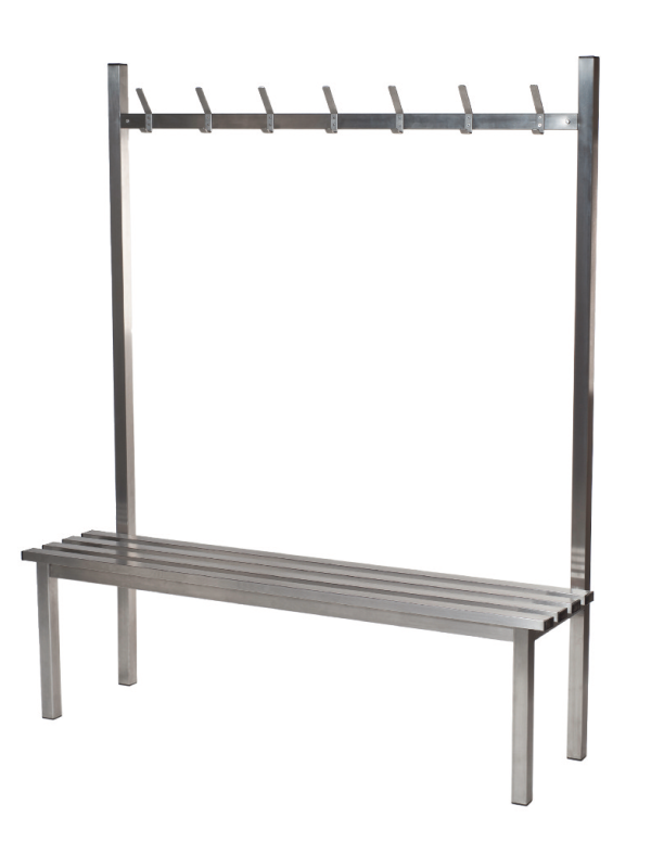 Stainless Steel Changing Room Bench and Coat Hooks