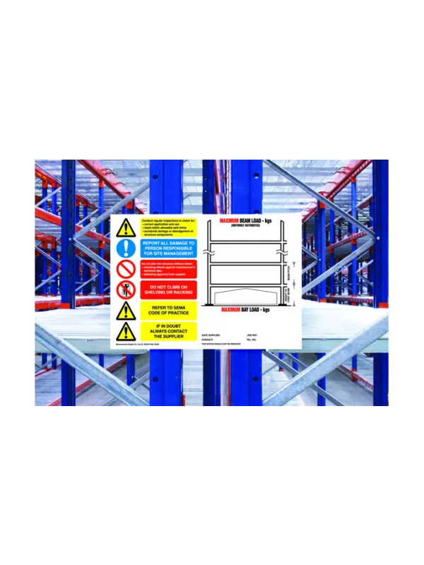 Premier Weight Load Notices - Pallet Racking