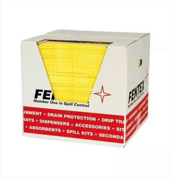 Fentex Chemical Absorbents Pads - 100 In a Box