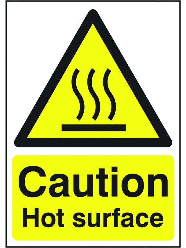 Caution Hot Surface Sign - Pack of 10