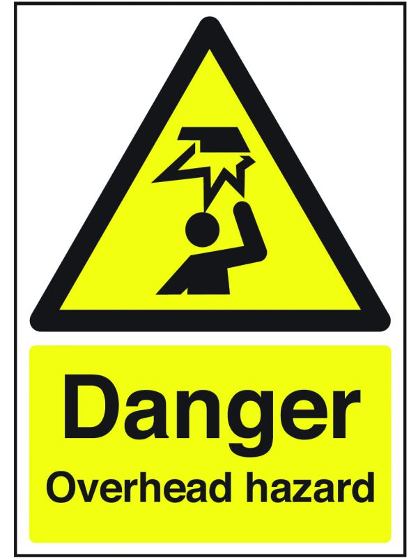 Danger Overhead Hazard Sign - Pack of 10
