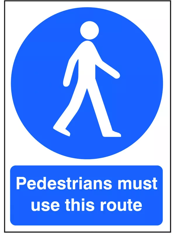 GPC Pedestrians Must Use This Route Sign - Pack of 10