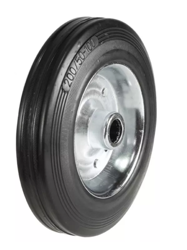 GPC NSS Series - Black Solid Rubber Tyred Wheels with Metal Centres