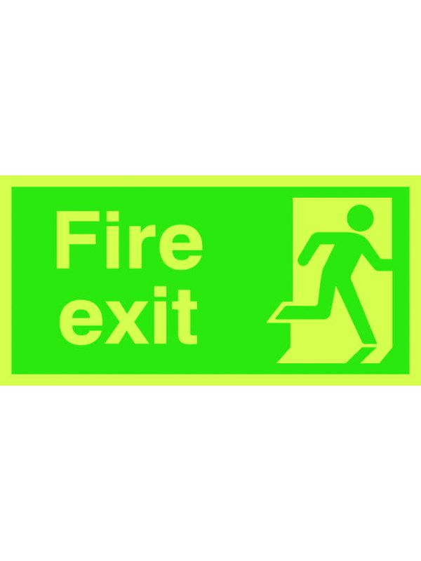 Fire Exit Photoluminescent Sign (Man on Right) - Pack of 10