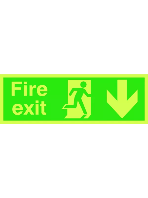 Fire Exit Down Photoluminescent Sign - Pack of 10