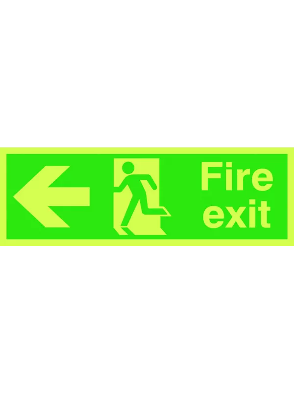 GPC Fire Exit Left Photoluminescent Sign - Pack of 10
